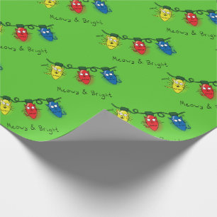 Kat-kerstlampjes Funny Meowy en Bright Cadeaupapier
