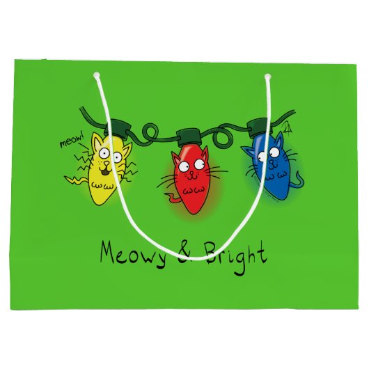 Kat-kerstlampjes Funny Meowy en Bright Groot Cadeauzakje (Achterkant)