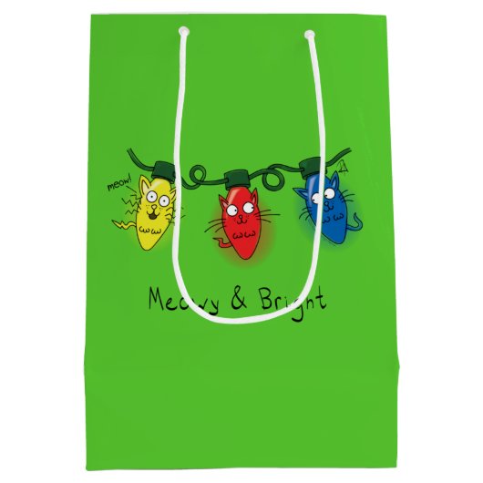 Kat-kerstlampjes Funny Meowy en Bright Medium Cadeauzakje (Achterkant)