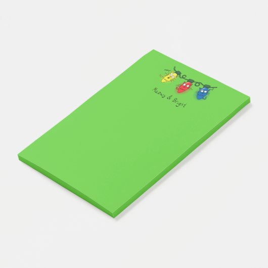 Kat-kerstlampjes Funny Meowy en Bright Post-it® Notes (Schuin)