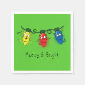 Kat-kerstlampjes Funny Meowy en Bright Servet (Voorkant)