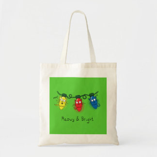 Kat-kerstlampjes Funny Meowy en Bright Tote Bag