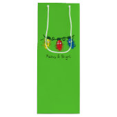 Kat-kerstlampjes Funny Meowy en Bright Wijn Cadeautas (Voorkant)