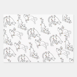 Kat Kerstlicht Leuke vakantie Inpakpapier Vel