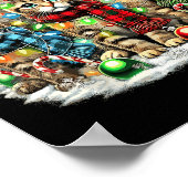 Kat Kerstlicht Rendier Kerstman Katten Poster (Hoek)