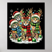 Kat Kerstlicht Rendier Kerstman Katten Poster (Voorkant)