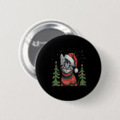 Kat Kerstlicht Rendier Kerstman Ronde Button 5,7 Cm (Voorkant /achterkant)