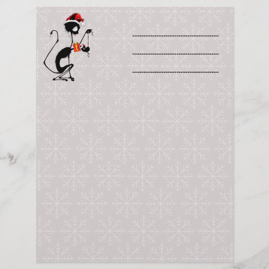 Kat Kerstman en muis met kerstcadeau Briefhoofd (Voorkant)