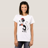 Kat Kerstman en muis met kerstcadeau T-shirt (Voorkant volledig)