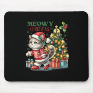 Kat Kerstman Hoed En Boom Grappige Meowy Katten Muismat