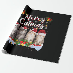 Kat Kerstman Hoed Grappige Vrolijke Kerstmis Cadeaupapier