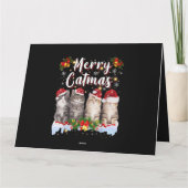 Kat Kerstman Hoed Grappige Vrolijke Kerstmis Kaart (Achterkant)