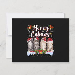 Kat Kerstman Hoed Grappige Vrolijke Kerstmis RSVP Kaartje