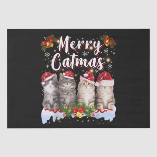 Kat Kerstman Hoed Grappige Vrolijke Kerstmis Tissuepapier (Voorkant)