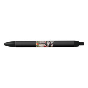 Kat Kerstman Hoed Grappige Vrolijke Kerstmis Zwarte Inkt Pen
