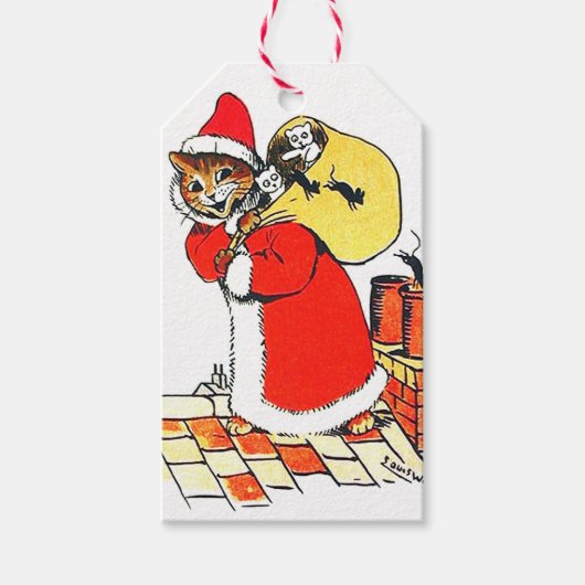  kat kerstman, Louis Wain Cadeaulabel (Voorkant)