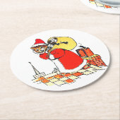  kat kerstman, Louis Wain Ronde Kartonnen Onderzetter (Gebogen)