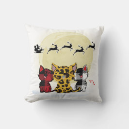 Kat Kerstmis die Kerstman kijkt Kussen