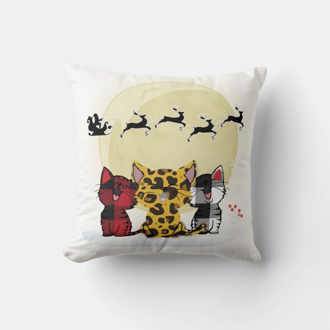 Kat Kerstmis die Kerstman kijkt Kussen (Voorkant)