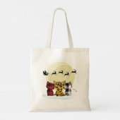 Kat Kerstmis die Kerstman kijkt Tote Bag (Achterkant)