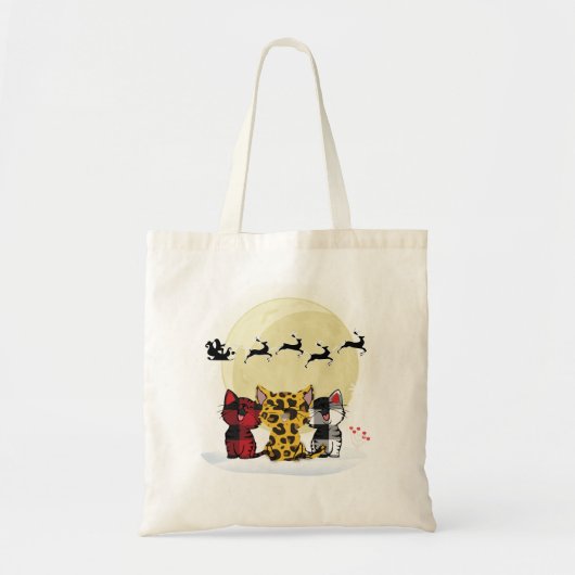 Kat Kerstmis die Kerstman kijkt Tote Bag (Voorkant)