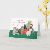 Kat Kerstmis en beter nieuwjaar Kaart (Gele Bloem)