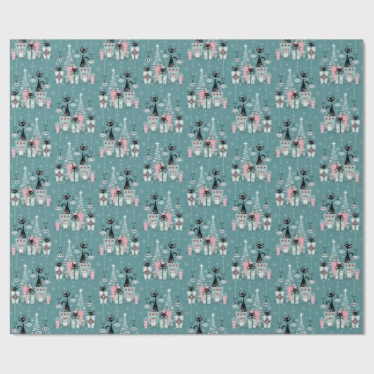  Kat Kerstmis II ©studioxine Cadeaupapier (Vlak)