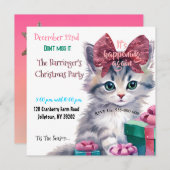 Kat Kerstmis Jaarlijks Feest Kaart (Voorkant / Achterkant)