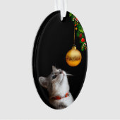 Kat-Kerstmis met een verholen katje Ornament (voorkant)