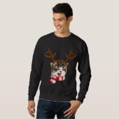 Kat Kerstmis Rendier Antlers Grappige Catmas Trui (Voorkant volledig)