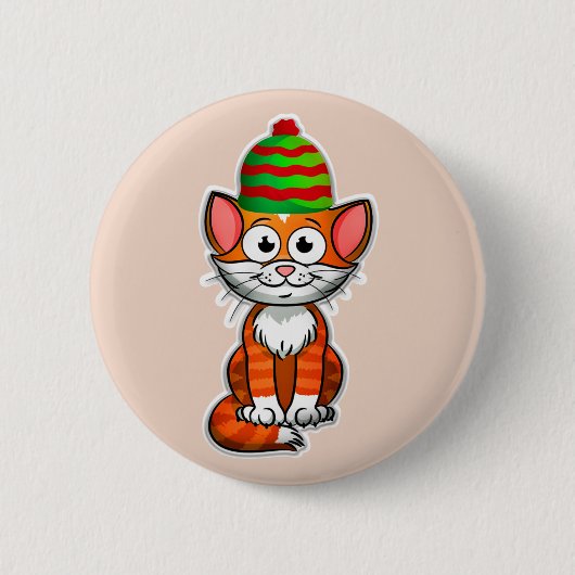 kat kerstmis ronde button 5,7 cm (Voorkant)