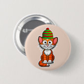 kat kerstmis ronde button 5,7 cm (Voorkant /achterkant)