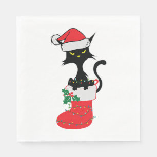 Kat Kerstmis Santa Hat Servet