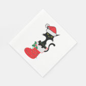 Kat Kerstmis Santa Hat Servet (Hoek)