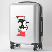 Kat Kerstmis Santa Hat Sticker (Koffer)