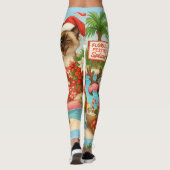 Kat Kerstmis Zomer Juli Pool Party Leggings (Achterkant)