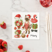 Kat Kerstmis Zomer Juli Pool Party Servet (Insitu)