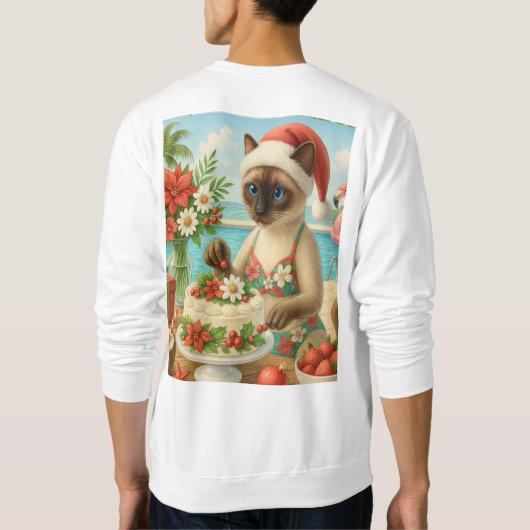 Kat Kerstmis Zomer Juli Pool Party Trui (Achterkant)