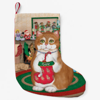 Kat kerststooking kleine kerstsok