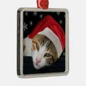 Kat kerstversiering metalen ornament (Rechts)