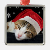 Kat kerstversiering metalen ornament (Voorkant)