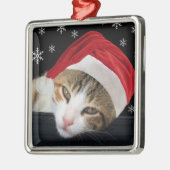 Kat kerstversiering metalen ornament (Links)