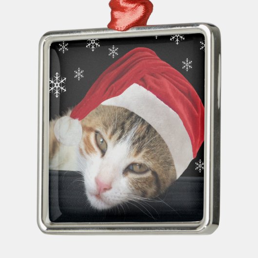 Kat kerstversiering metalen ornament (Links)
