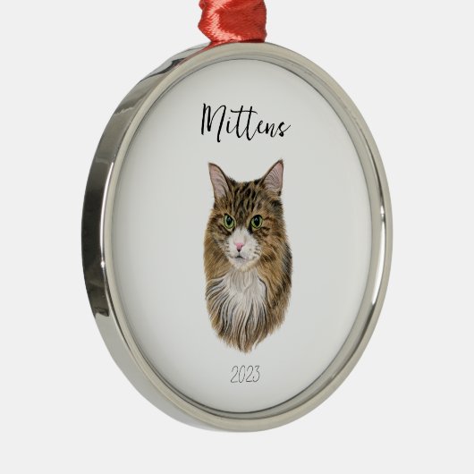 Kat kerstversiering metalen ornament (Rechts)