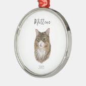 Kat kerstversiering metalen ornament (Links)