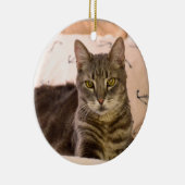 Kat-kerstversiering van Greg tabby Keramisch Ornament (Rechts)