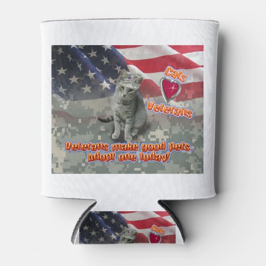 Kat keurt veteraan voor een leven lang vriend goed blikjeskoeler (Voorkant)