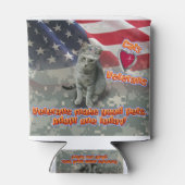 Kat keurt veteraan voor een leven lang vriend goed blikjeskoeler (Achterkant)