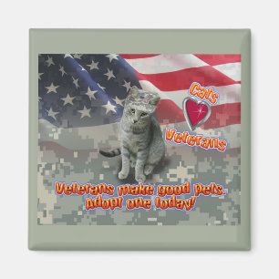 Kat keurt veteraan voor een leven lang vriend goed magneet