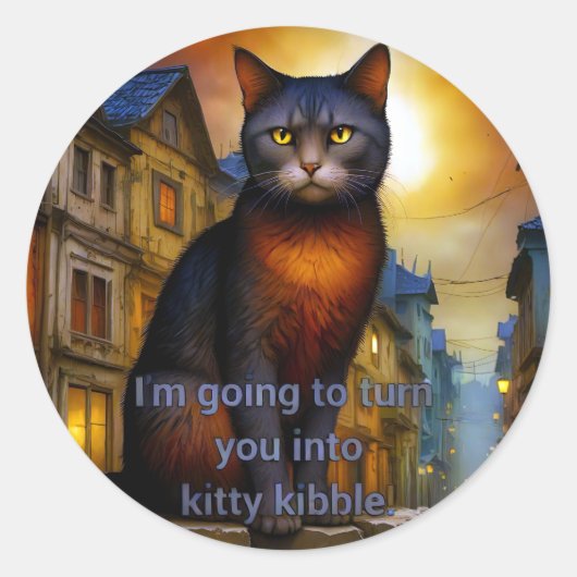 Kat Kibble Ronde Sticker (Voorkant)
